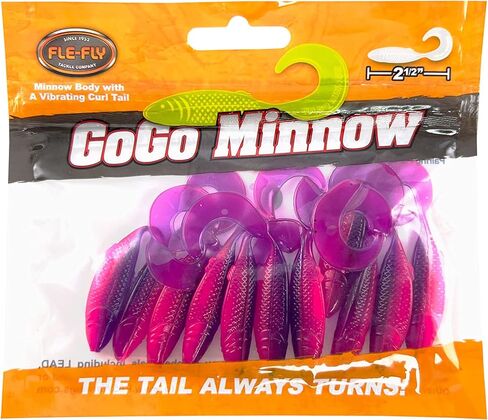 طعوم بلاستيكية ناعمة من FLE-FLY Go Go Minnows مع ذيل مجعد هزاز in Saudi Arabia