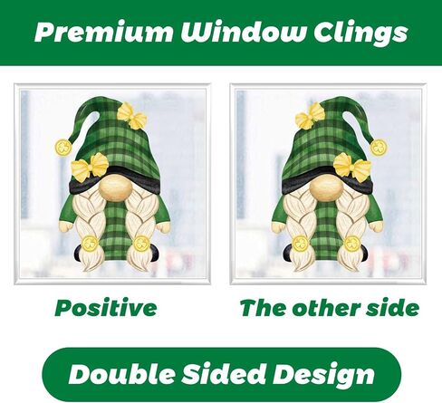 ANUWKS 9 أوراق ملصقات نافذة يوم القديس باتريك، ملصقات نافذة شامروك التماثيل المحظوظة، ملصقات نافذة مزدوجة الجوانب قابلة لإعادة الاستخدام لديكور يوم القديس باتريك in Kuwait