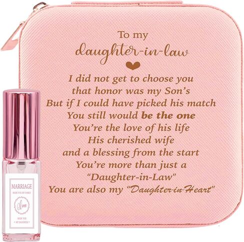 صندوق تخزين مجوهرات ابنة القانون مع زجاجة عطر قابلة لإعادة الملء، هدية لابنة القانون من الأم، هدية عاطفية لابنة القانون وعيد ميلاد الزفاف وعيد الأم وعيد الميلاد in Kuwait