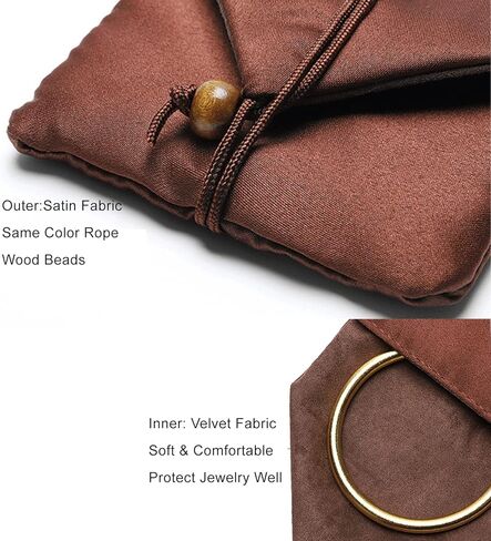 اكياس تخزين مجوهرات مخملية من اسجبا للاكسسوارات الصغيرة، شنط مجمعة مع خرز بوذي مخملي ناعم للاساور الحلقية والاساور والقلائد والاقراط، شنط هدايا (بني) in Kuwait