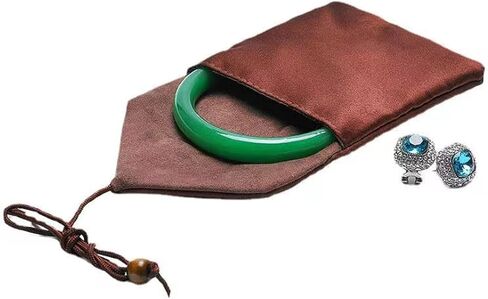 اكياس تخزين مجوهرات مخملية من اسجبا للاكسسوارات الصغيرة، شنط مجمعة مع خرز بوذي مخملي ناعم للاساور الحلقية والاساور والقلائد والاقراط، شنط هدايا (بني) in Kuwait