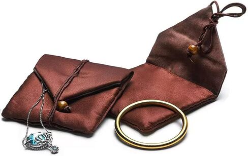 اكياس تخزين مجوهرات مخملية من اسجبا للاكسسوارات الصغيرة، شنط مجمعة مع خرز بوذي مخملي ناعم للاساور الحلقية والاساور والقلائد والاقراط، شنط هدايا (بني) in Kuwait