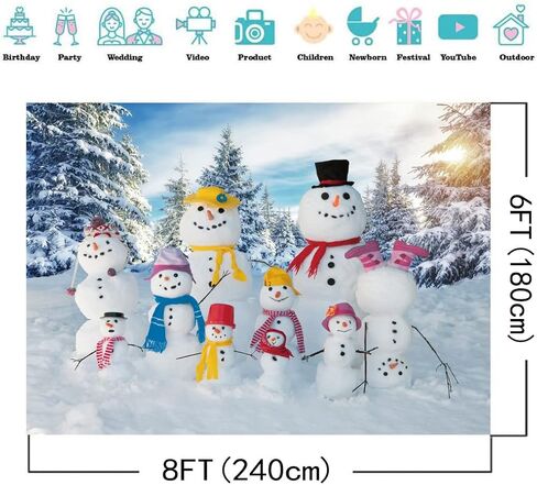 DHXXSC 8X6FT Xmas Backdrop Winter Snow Backdrop Woods Snow Photo Backdrop Snowman Photography Backdrop Christmas Background DH-149 in Kuwait