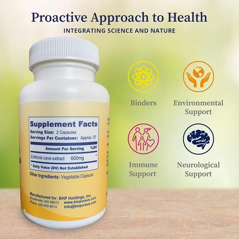 BioPure PC-Ecklonia Cava – Potent Brown Algae Botanical Extract Rich in Polyphenols and 71 Trace Minerals That Support Neurological Function, Circulation, and Overall Wellness - 75 Vegetable Capsules in Kuwait