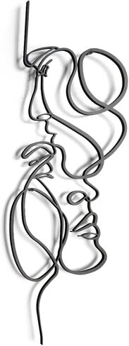 Pinetree Art فن جدار معدني لغرفة النوم تصميم بسيط منحوتات جدارية لمحبي التقبيل خط عمل فني ديكور منزلي لغرفة المعيشة والحمام (أسود، 7 بوصة × 20 بوصة) in Kuwait