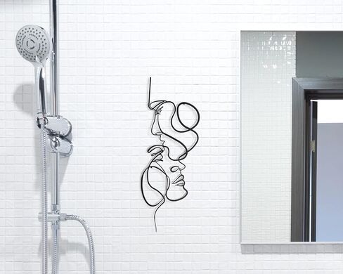 Pinetree Art فن جدار معدني لغرفة النوم تصميم بسيط منحوتات جدارية لمحبي التقبيل خط عمل فني ديكور منزلي لغرفة المعيشة والحمام (أسود، 7 بوصة × 20 بوصة) in Kuwait