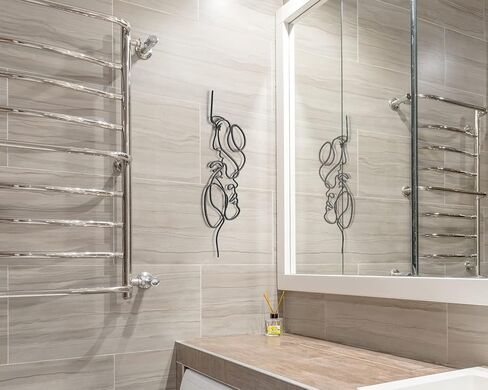 Pinetree Art فن جدار معدني لغرفة النوم تصميم بسيط منحوتات جدارية لمحبي التقبيل خط عمل فني ديكور منزلي لغرفة المعيشة والحمام (أسود، 7 بوصة × 20 بوصة) in Kuwait