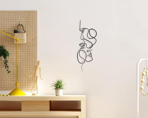 Pinetree Art فن جدار معدني لغرفة النوم تصميم بسيط منحوتات جدارية لمحبي التقبيل خط عمل فني ديكور منزلي لغرفة المعيشة والحمام (أسود، 7 بوصة × 20 بوصة) in Kuwait