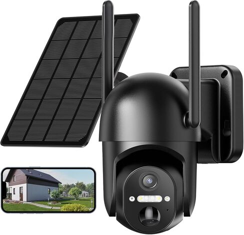 عرض 2K بزاوية 360 درجة، يعمل بالبطارية، أمان منزلي واي فاي مع رؤية ليلية ملونة، IP65 in Kuwait