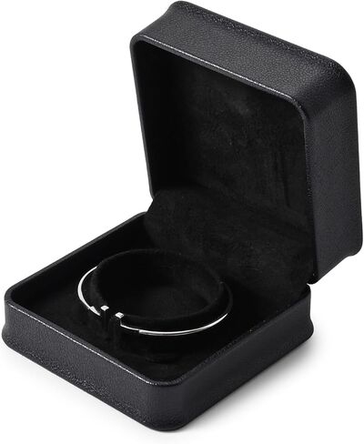 بابتن الجلود الإسورة صندوق المخملية الأساور حقيبة للتخزين صندوق هدايا مجوهرات (أسود) in Kuwait