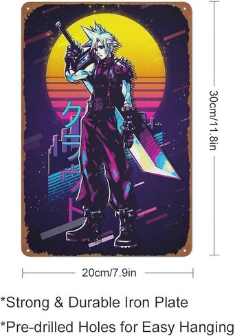 GTZAOB Final Fantasy VII 7 Cloud Final Fantasy Poster Retro Metal Sign Vintage Tin Sign for Cafe Bar Home Wall Decor 12 X 8 inch (JIANZV-KIE320J) in Kuwait