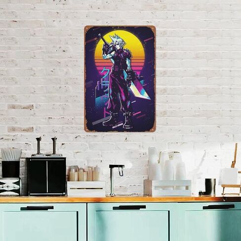 GTZAOB Final Fantasy VII 7 Cloud Final Fantasy Poster Retro Metal Sign Vintage Tin Sign for Cafe Bar Home Wall Decor 12 X 8 inch (JIANZV-KIE320J) in Kuwait