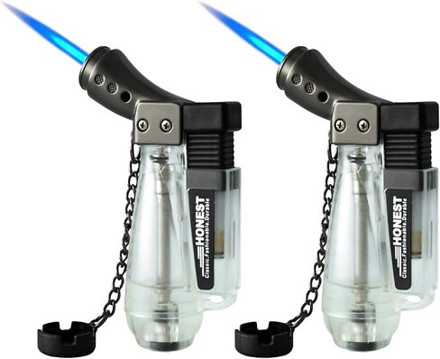 2 عبوة من ولاعات شعلة البيوتان، خزان الوقود قابل للعرض، فتحة سلسلة المفاتيح، شعلة واحدة مقاومة للرياح، ولاعة غاز البيوتان قابلة لإعادة التعبئة (أرجواني) in Kuwait