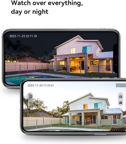 LongPlus Battery Security Camera, Wireless Outdoor Security Camera with Rechargeable Battery, Color Night Vision, PIR Motion Detection,Weatherproof,2-Way Audio,Mobile App Access,Ideal Home Security in Kuwait