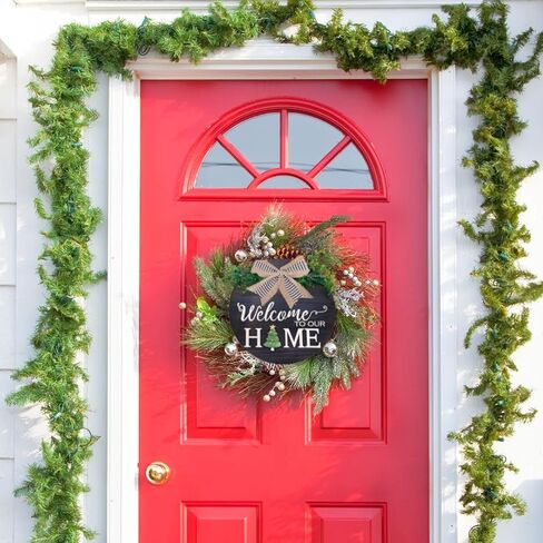 Wooden Rustic, Modern Farmhouse Interchangeable Welcome Home Door Sign, 12-inch Round, 20-pcs. Custom Seasonal Decorations for Holidays and Special Occasions in Kuwait