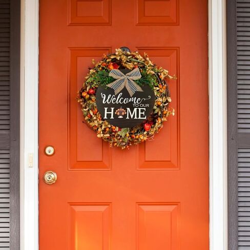 Wooden Rustic, Modern Farmhouse Interchangeable Welcome Home Door Sign, 12-inch Round, 20-pcs. Custom Seasonal Decorations for Holidays and Special Occasions in Kuwait