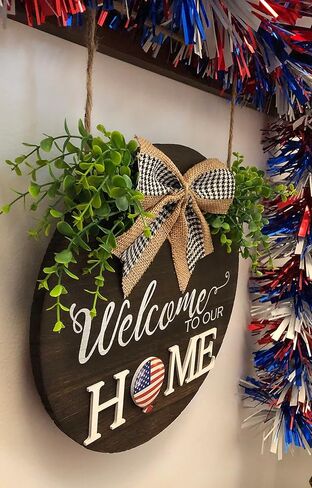 Wooden Rustic, Modern Farmhouse Interchangeable Welcome Home Door Sign, 12-inch Round, 20-pcs. Custom Seasonal Decorations for Holidays and Special Occasions in Kuwait