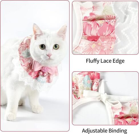 Pet Scarf Saliva Towel Cat Collar - Delicate and Cute Lace Dog Bandana, Pet Bib with Bow Collars, Dog Handkerchief Cat Lace Bibs for Small, Medium, Large Dogs and Cats (Small) in Saudi Arabia