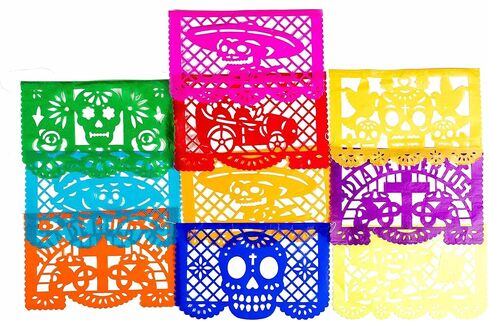 Dia de Los Muertos/Day of The Dead Altar Ofrenda - مجموعة: All You Need to Setup Your Traditional Dia de Muertos Ofrenda: جمجمة 4.5 بوصة ، بابيل بيكادو ، شموع ، بخور كوبال وأكثر من ذلك. in Saudi Arabia