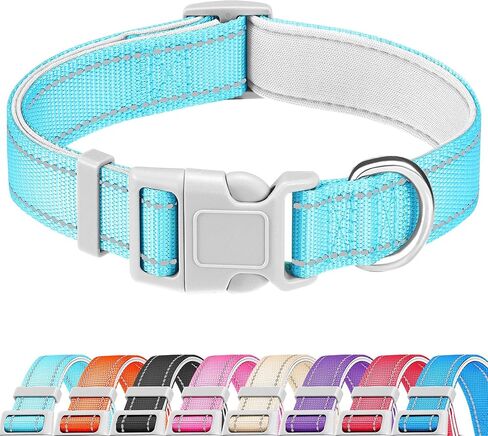 طوق بيبي بيت العاكس للكلاب، طوق الحيوانات الأليفة المصنوع من النايلون الناعم والمبطن بالنيوبرين الناعم القابل للتنفس وقابل للتعديل للكلاب المتوسطة، باللون الأزرق، المتوسط in Kuwait