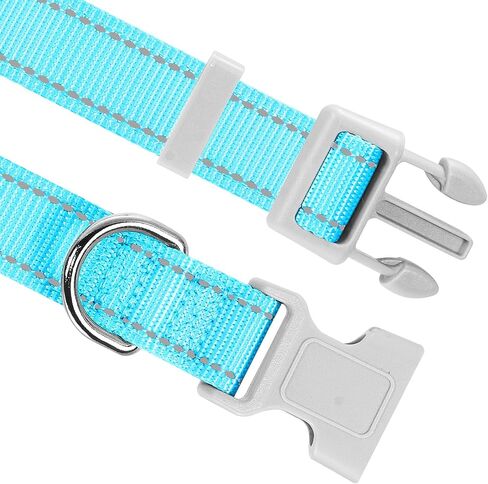 طوق بيبي بيت العاكس للكلاب، طوق الحيوانات الأليفة المصنوع من النايلون الناعم والمبطن بالنيوبرين الناعم القابل للتنفس وقابل للتعديل للكلاب المتوسطة، باللون الأزرق، المتوسط in Kuwait