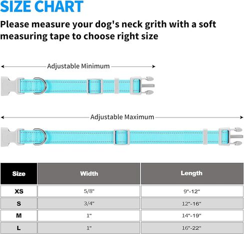 طوق بيبي بيت العاكس للكلاب، طوق الحيوانات الأليفة المصنوع من النايلون الناعم والمبطن بالنيوبرين الناعم القابل للتنفس وقابل للتعديل للكلاب المتوسطة، باللون الأزرق، المتوسط in Kuwait