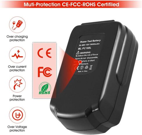 2 Packs 3.0Ah Ni-Mh 9.6 Volt DW9091 Replacement Battery in Kuwait