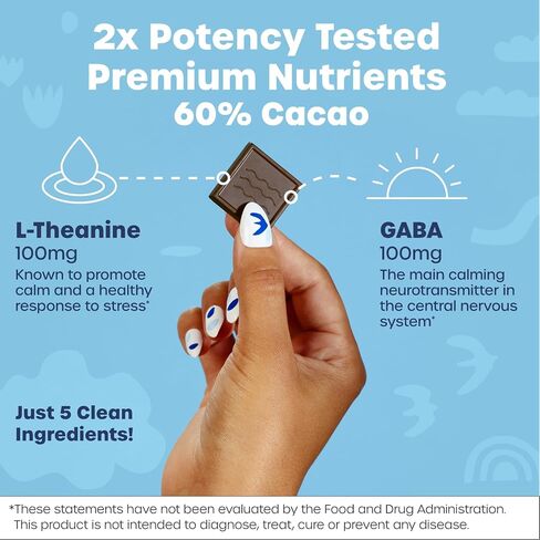 Fx Chocolate Exhale - Relaxing Chocolate Supplement to Support Calm + Stress Response - Sugar Free Cacao with 100mg GABA + 100mg L-Theanine - Keto Dark Chocolate - Vegan + Non-GMO (Box of 15) in Saudi Arabia