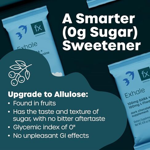Fx Chocolate Exhale - Relaxing Chocolate Supplement to Support Calm + Stress Response - Sugar Free Cacao with 100mg GABA + 100mg L-Theanine - Keto Dark Chocolate - Vegan + Non-GMO (Box of 15) in Saudi Arabia