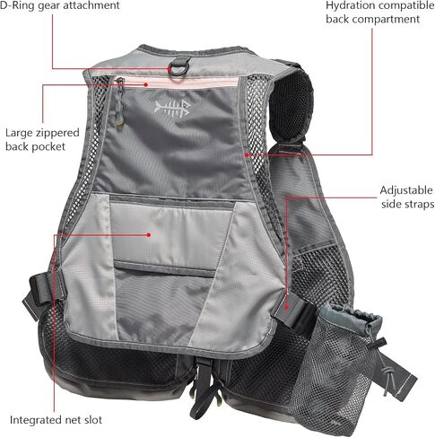 BASSDASH Fly Fishing Vest Adjustable Size with Detachable Water Bottle Holder for Men and Women FV07 in Saudi Arabia