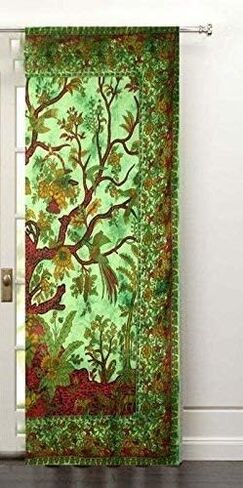 ماندالا الستار الجدار شنقا 82 × 27 بوصة نافذة غرفة السائق لوحات الستار زوج 82 طول مجموعة من 2، ستائر الهبي الهندية الطيور نسيج نافذة غطاء الباب الستار Hangin (أصفر) in Saudi Arabia