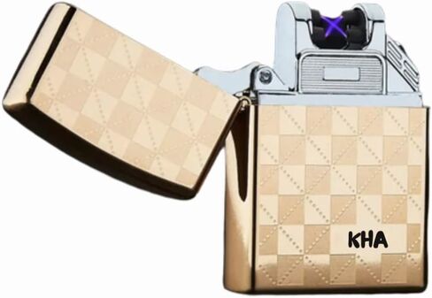 ولاعة كهربائية قابلة لإعادة الشحن عبر USB من KHA، ولاعة مقاومة للرياح مع مؤشر البطارية (زهرة قوس قزح) in Saudi Arabia