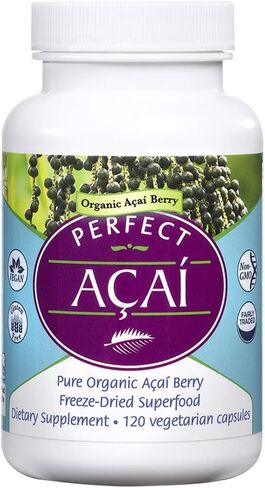 المكملات الغذائية المثالية - أكاي المثالي المزروع عضويًا - مكمل أكاي المجفف بالتجميد - 120 كبسولة نباتية in Kuwait