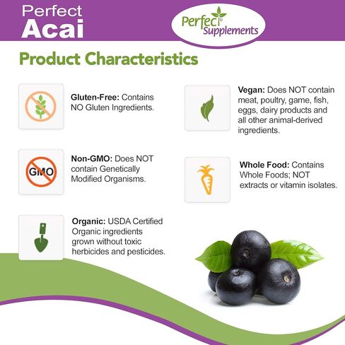 المكملات الغذائية المثالية - أكاي المثالي المزروع عضويًا - مكمل أكاي المجفف بالتجميد - 120 كبسولة نباتية in Kuwait