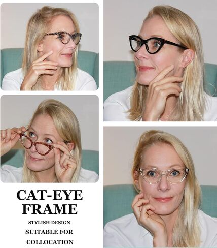 Eyekepper 4-حزمة نظارات القراءة متعددة التركيز التقدمية الضوء الأزرق حجب للنساء القط العين لا خط القراء متعدد البؤر in Saudi Arabia