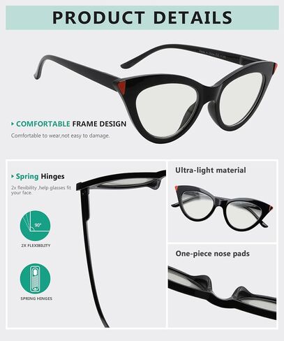 Eyekepper 4-حزمة نظارات القراءة متعددة التركيز التقدمية الضوء الأزرق حجب للنساء القط العين لا خط القراء متعدد البؤر in Saudi Arabia