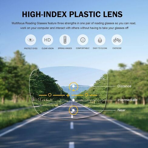 Eyekepper 4-حزمة نظارات القراءة متعددة التركيز التقدمية الضوء الأزرق حجب للنساء القط العين لا خط القراء متعدد البؤر in Saudi Arabia