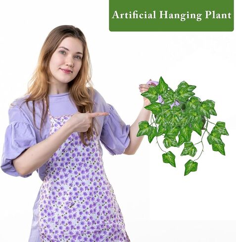 GARDEN SECRETS Artificial Hanging Plant Fake Plants Ivy Vine Garland Green Leaf Leaves 12 Strands for Home Garden in Saudi Arabia