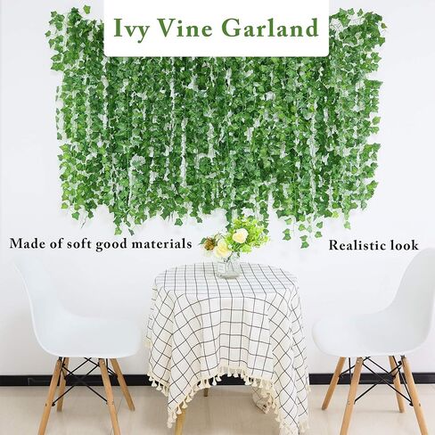GARDEN SECRETS Artificial Hanging Plant Fake Plants Ivy Vine Garland Green Leaf Leaves 12 Strands for Home Garden in Saudi Arabia