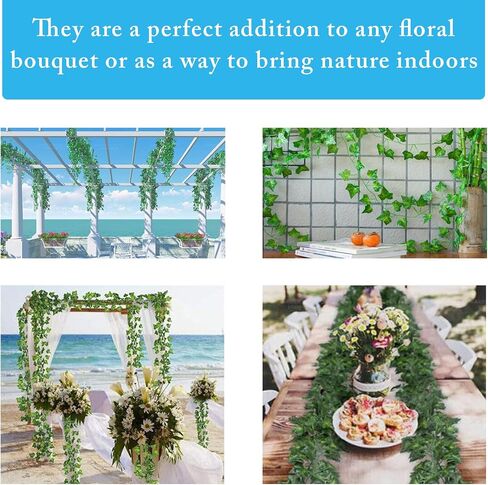 GARDEN SECRETS Artificial Hanging Plant Fake Plants Ivy Vine Garland Green Leaf Leaves 12 Strands for Home Garden in Saudi Arabia