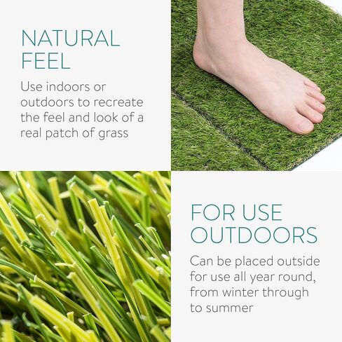 مربعات العشب الاصطناعي من Navaris - ألواح مربعات عشبية خضراء وهمية مقاس 30.48 سم × 30.48 سم للاستخدام الداخلي والخارجي - رقع عشبية وهمية للعشب - عبوة من 4 قطع in Kuwait