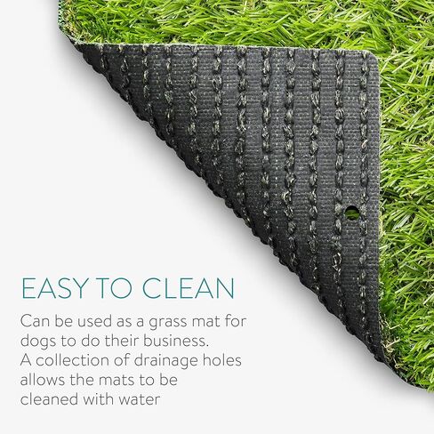 مربعات العشب الاصطناعي من Navaris - ألواح مربعات عشبية خضراء وهمية مقاس 30.48 سم × 30.48 سم للاستخدام الداخلي والخارجي - رقع عشبية وهمية للعشب - عبوة من 4 قطع in Kuwait