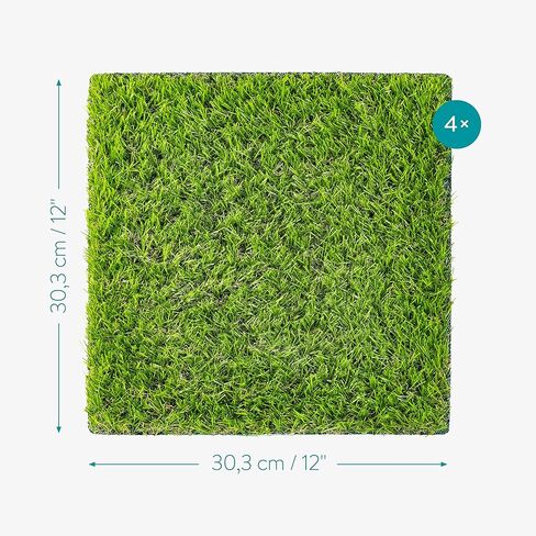 مربعات العشب الاصطناعي من Navaris - ألواح مربعات عشبية خضراء وهمية مقاس 30.48 سم × 30.48 سم للاستخدام الداخلي والخارجي - رقع عشبية وهمية للعشب - عبوة من 4 قطع in Kuwait