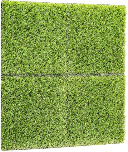 مربعات العشب الاصطناعي من Navaris - ألواح مربعات عشبية خضراء وهمية مقاس 30.48 سم × 30.48 سم للاستخدام الداخلي والخارجي - رقع عشبية وهمية للعشب - عبوة من 4 قطع in Kuwait