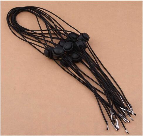 YAIKOAI 20 قطعة قابل للتعديل قبعة الذقن حبل مرونة قابل للإزالة قبعة واقية من الرياح حزام مشبك للغولف في الهواء الطلق ركوب القوارب الإبحار في الهواء الطلق الرياضة - أسود, أسود, 30cm/12inch in Kuwait