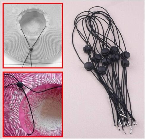 YAIKOAI 20 قطعة قابل للتعديل قبعة الذقن حبل مرونة قابل للإزالة قبعة واقية من الرياح حزام مشبك للغولف في الهواء الطلق ركوب القوارب الإبحار في الهواء الطلق الرياضة - أسود, أسود, 30cm/12inch in Kuwait