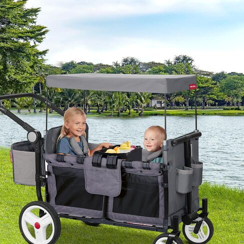 صينية الوجبات الخفيفة لعربة الأطفال من Vicks لعربة Wonderfold Wagon W2، صينية عربة الأطفال لملحقات سلسلة Wonderfold Wagon W، جانب من الجلد الصناعي لسهولة التنظيف، صينية للوجبات الخفيفة مزدوجة الجوانب (نماذج W2) in Kuwait