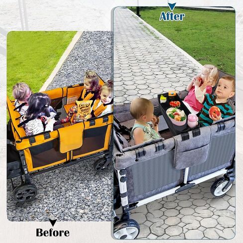 صينية الوجبات الخفيفة لعربة الأطفال من Vicks لعربة Wonderfold Wagon W2، صينية عربة الأطفال لملحقات سلسلة Wonderfold Wagon W، جانب من الجلد الصناعي لسهولة التنظيف، صينية للوجبات الخفيفة مزدوجة الجوانب (نماذج W2) in Kuwait