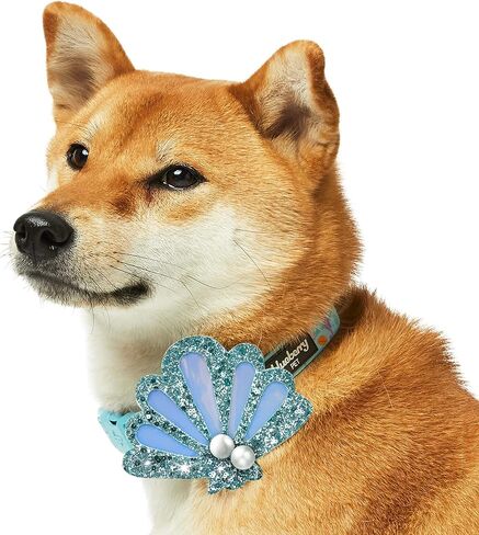 Blueberry Pet Summer Sparkle Dog Collar, Adjustable Small Size, Neck 12"-16", Tropical Flower Baby Pink, Hibiscus Floral Print Pet Collar with Detachable Accessory in Saudi Arabia