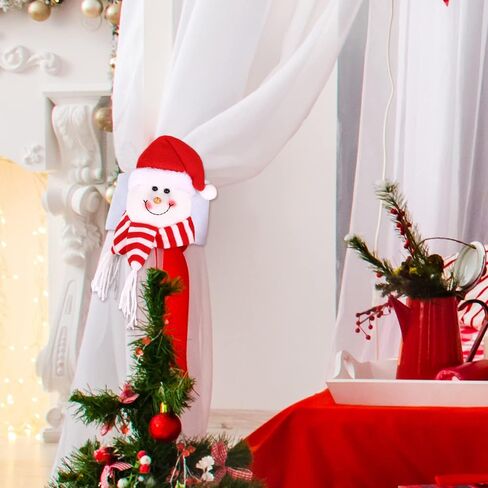 AnyDesign 4Pcs Christmas Curtain Buckle Santa Claus Snowman Elk Penguin Holdback Fastener Buckle Cartoon Doll Curtain Tieback Xmas Curtain Holder for Holiday Home Window Decorations Ornaments Gift in Saudi Arabia